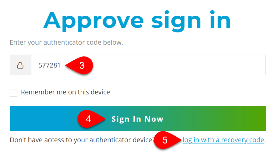 Screen Capture: Authenticator Code