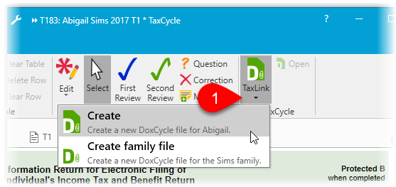 Click TaxLink button in TaxCycle