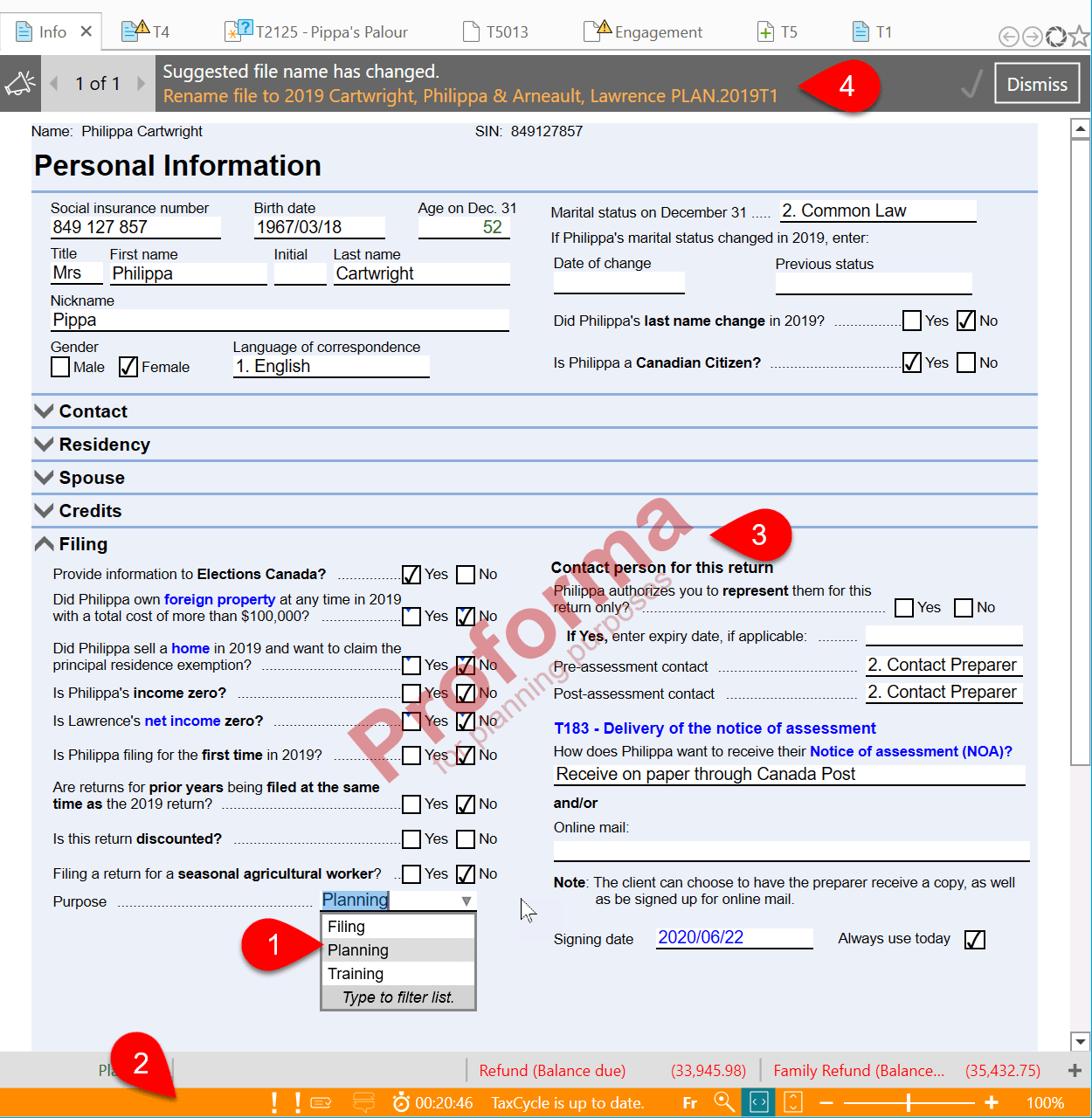 Screen Capture: Set Return Purpose