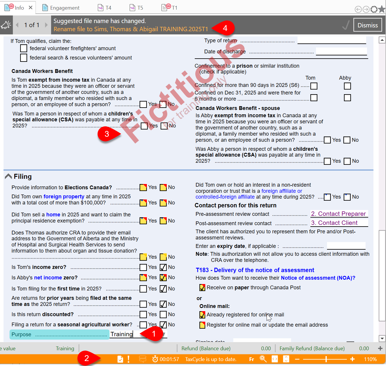 Screen Capture: Set Return Purpose