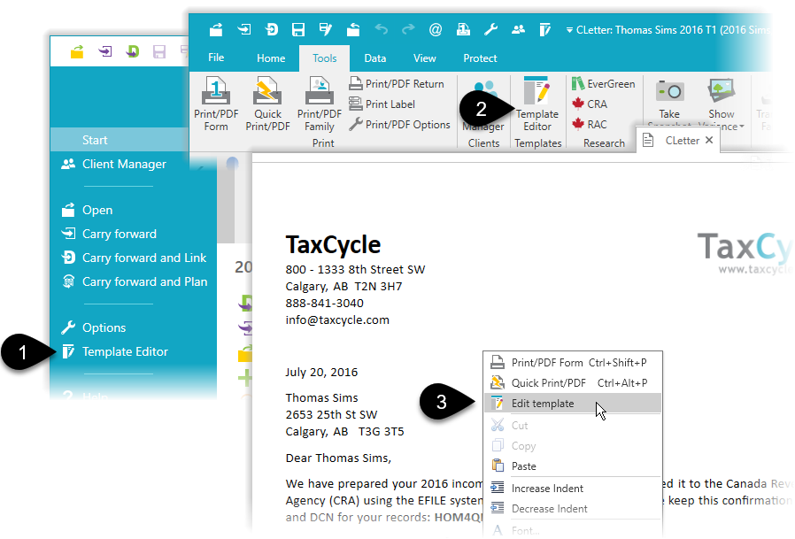 How to start the Template Editor