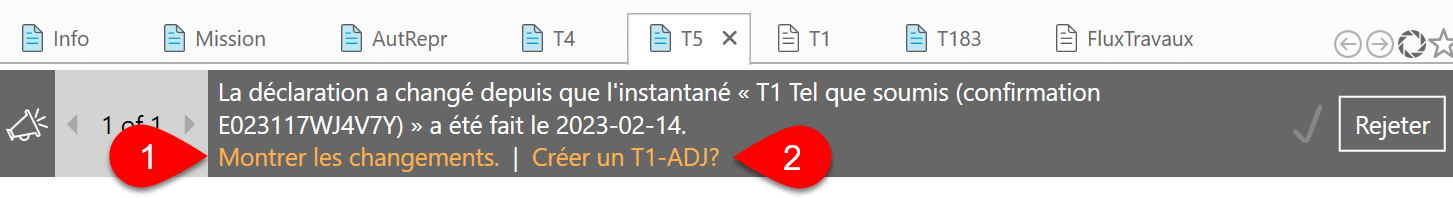 Capture d’écran : La déclaration a changée depuis...