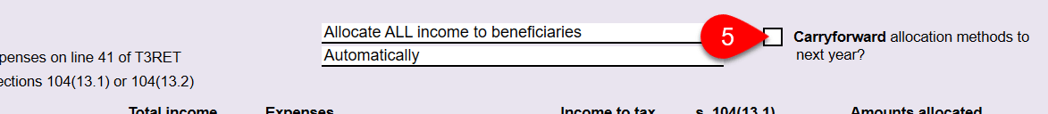 Screen Capture: Carryforward Allocation Methods To Next Year