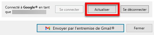 Capture d'écran : Actualiser la connexion