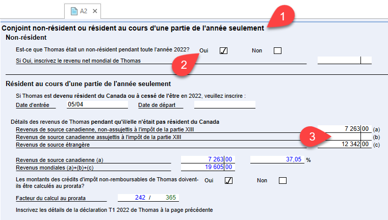 Capture d'écran : l'annexe 2 (A2)