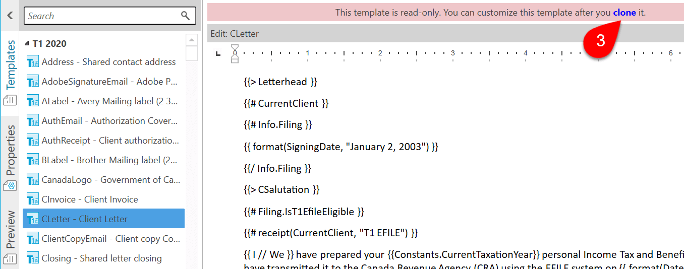 Screen Capture: Clone Template