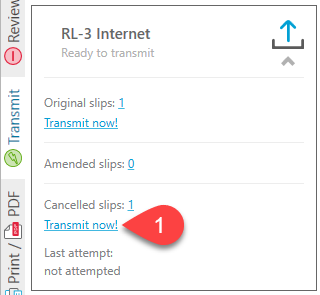 Screen Capture: Transmit cancelled RL-3 slip