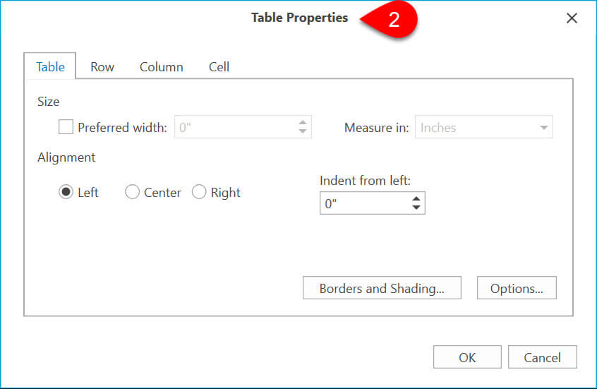 Table Properties