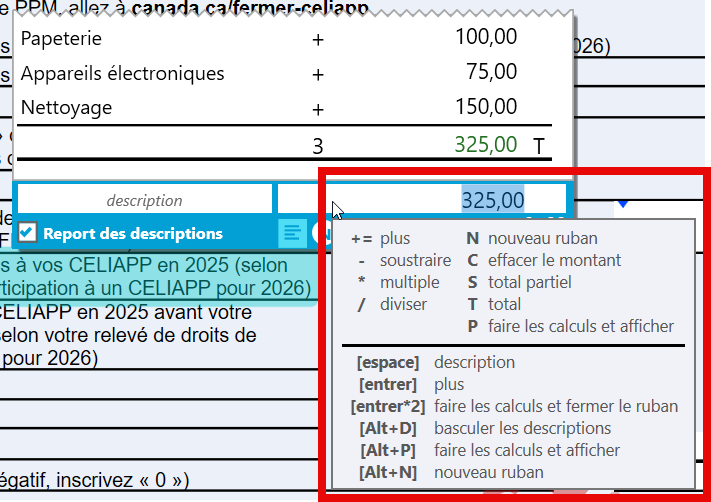 Capture d'écran : Survoler pour afficher l'aide