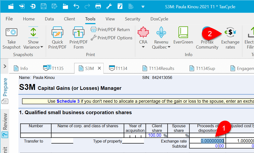 Screen Capture: S3M Exchange Rate Field