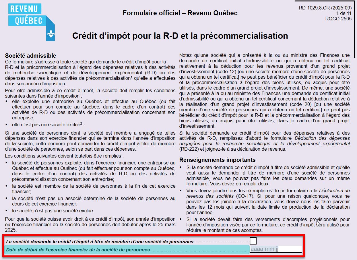 Screen Capture: Tax Credit for R&D and Pre-Commercialization