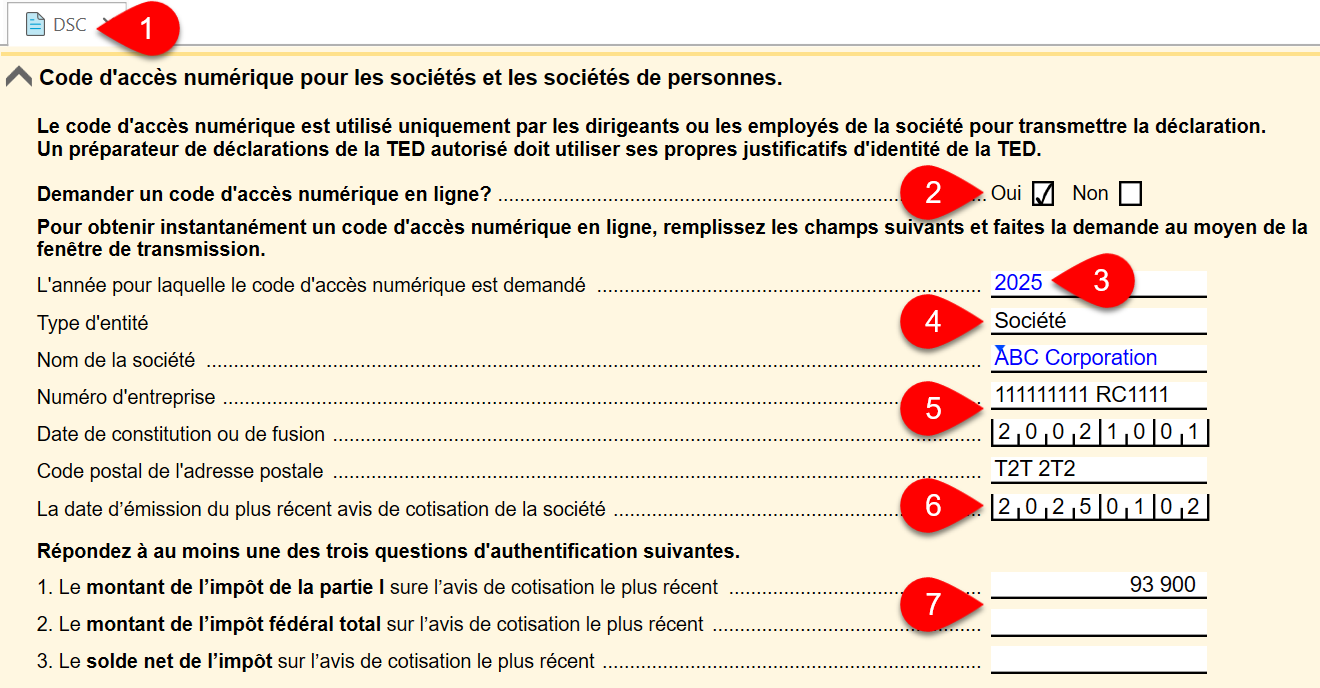 Capture d'écran : Demande de code d’accès numérique