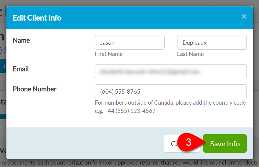 Save Info Button