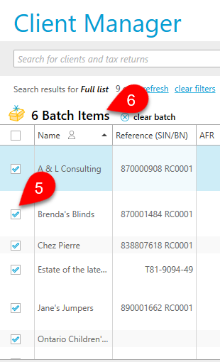 client manager batch items