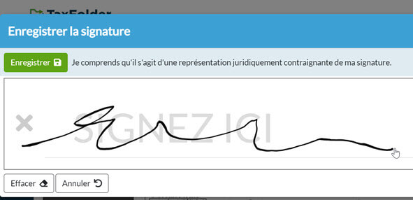 Signer un document dans TaxFolder