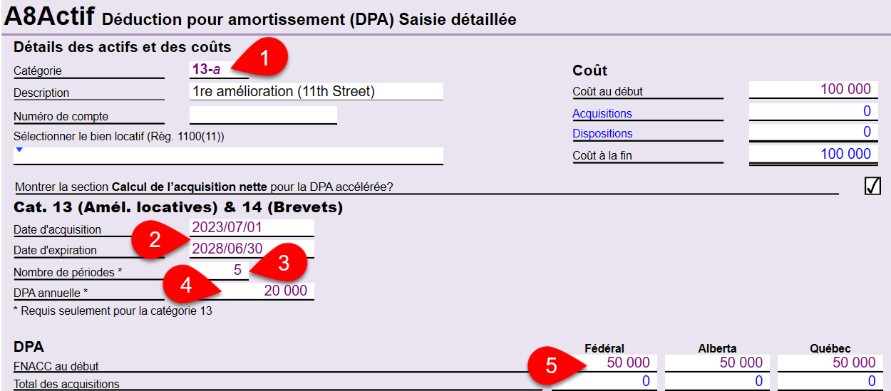 Capture d'écran : Acquisition du droit de tenure à bail à une catégorie existante