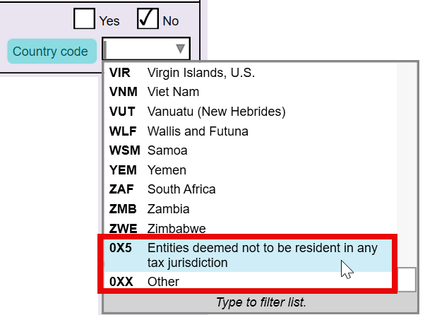 Screen Capture: New country codes on T106S