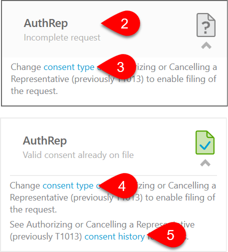 Screen Capture: AuthRep Select Consent Type