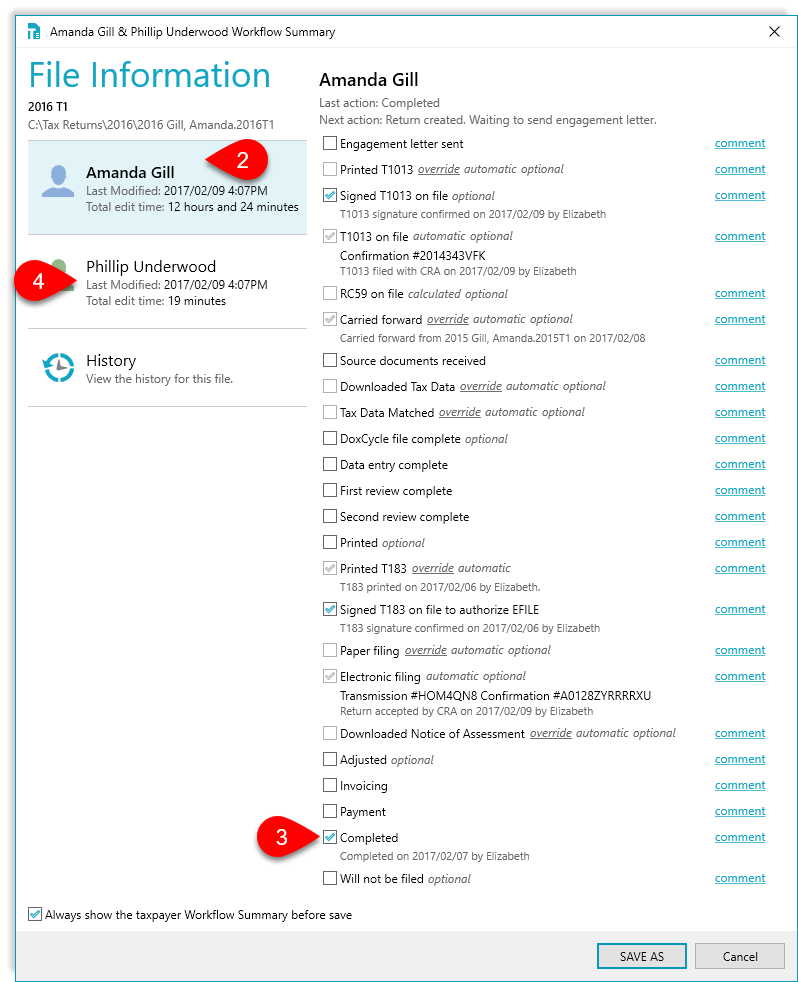 Set the Completed workflow item