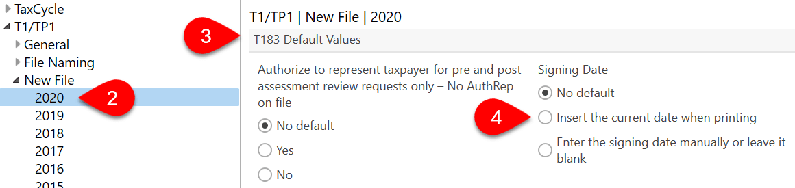 Screen Capture: Signing Date Default