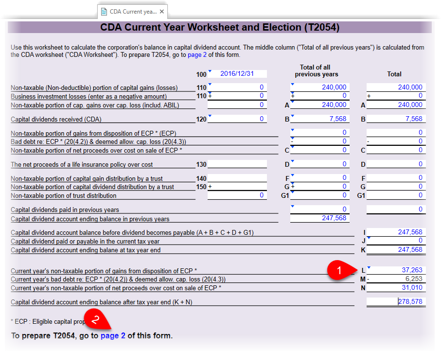 Current year CDA worksheet