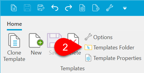 Screen Capture: Templates Folder Button