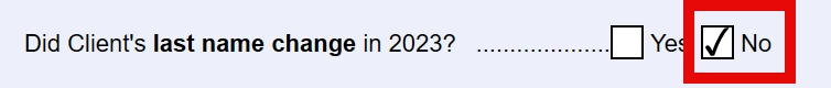 Screen Capture: Did the client's last name change in 2023?