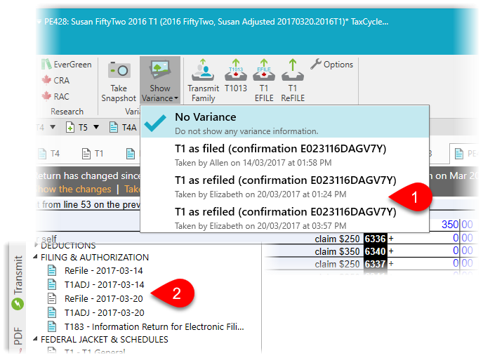 Multiple forms and refile snapshots