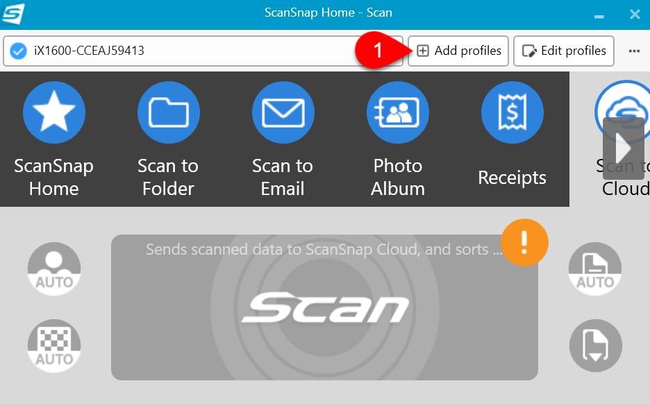 Screen Capture: Add profiles button