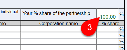 Screen Capture: T1164 100% Partnership Share