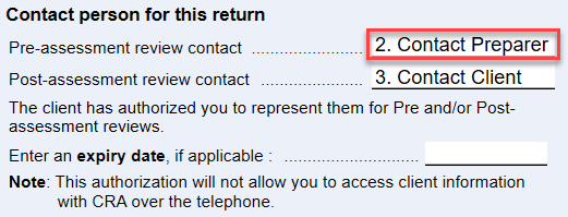 Screen Capture: Select contact person on the Info worksheet