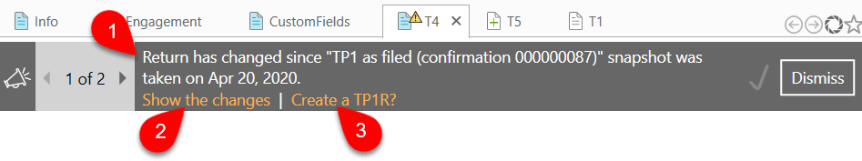 Screen captures showing how to create a TP1-R adjustment.