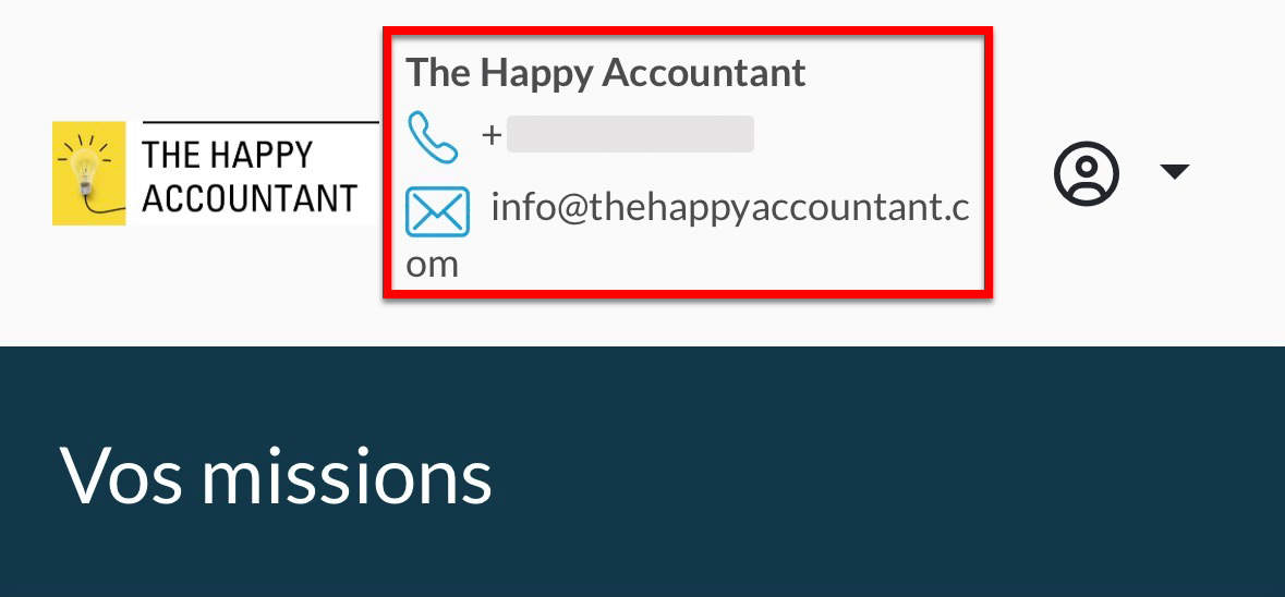 Capture d'écran : Renseignements sur l'organisation dans le portail client