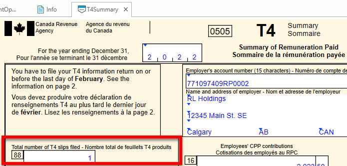 Screen Capture: Slip Count on T4Summary