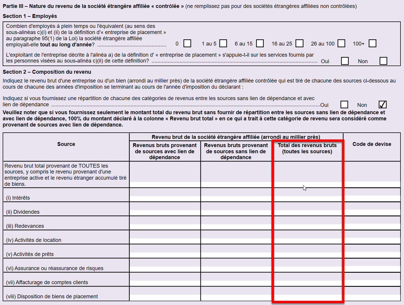 Capture d'écran : tableau modifiable du T1134Sup