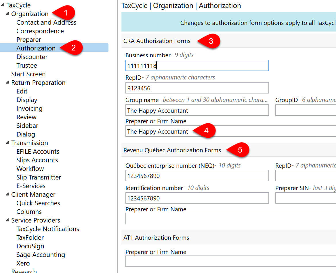 Screen Capture: Authorization Options