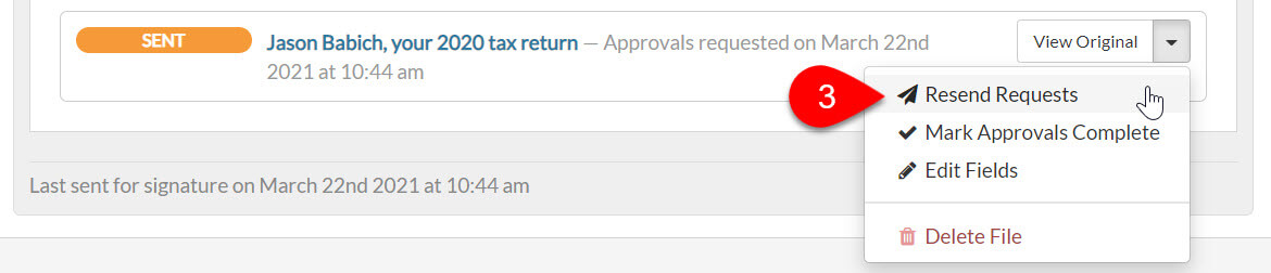 Screen Capture: Resend Requests