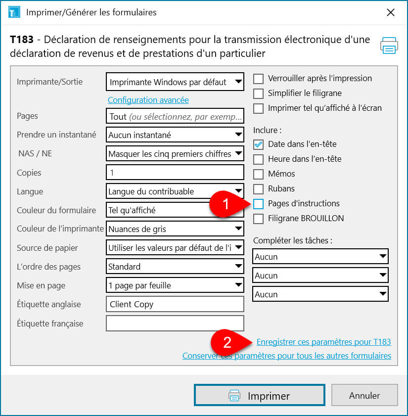 Capture d’écran : Pages d’instructions