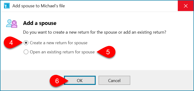 Screen Capture: Add a Spouse