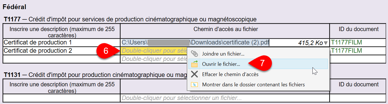 Capture d'écran : Joindre un fichier
