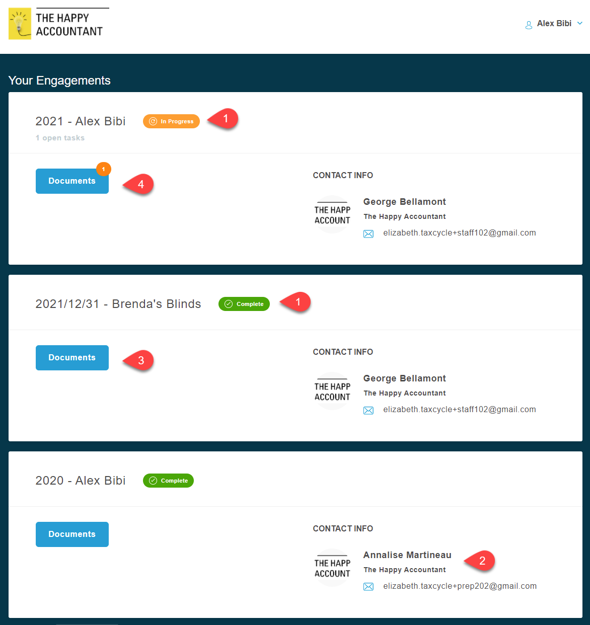 Engagements page