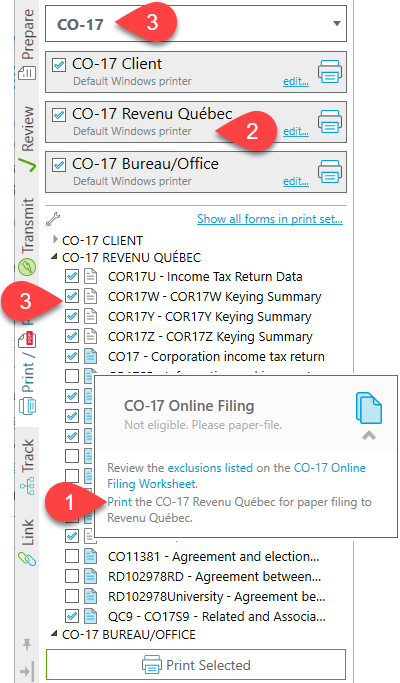 Screen Capture: CO-17 paper file print sets
