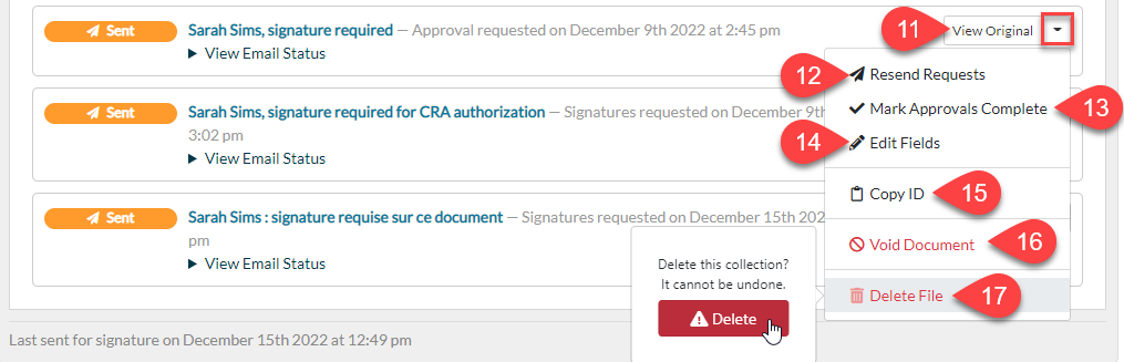 Screen Capture: Resend Requests