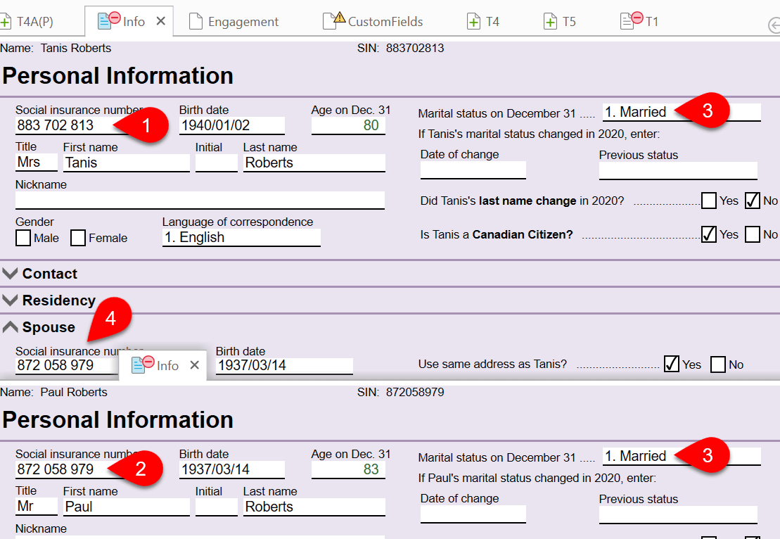 Screen Capture: Linking Married Dependants