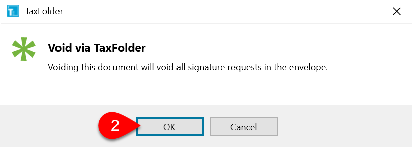 Screen Capture: Void signature request in TaxCycle
