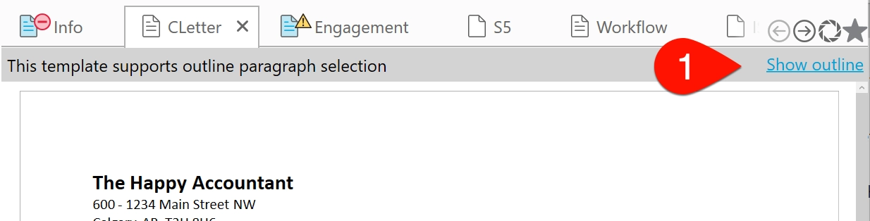 Screen Capture: Show outline link