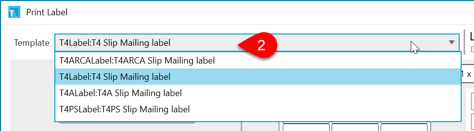 Screen Capture: T4Label: T4 Slip Mailing label