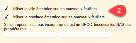 Choose to use the issuer city and province as defaults