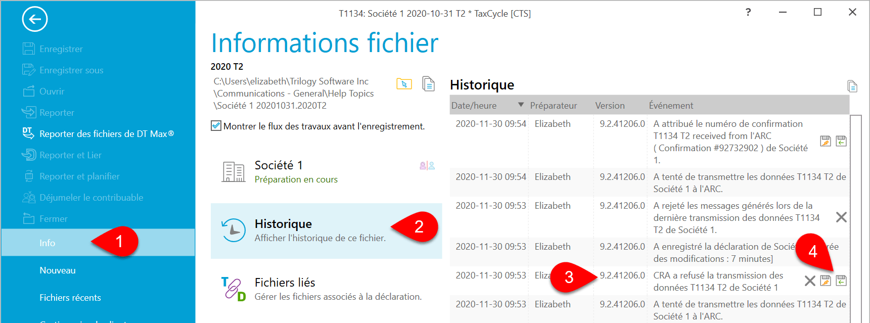 Historique du fichier