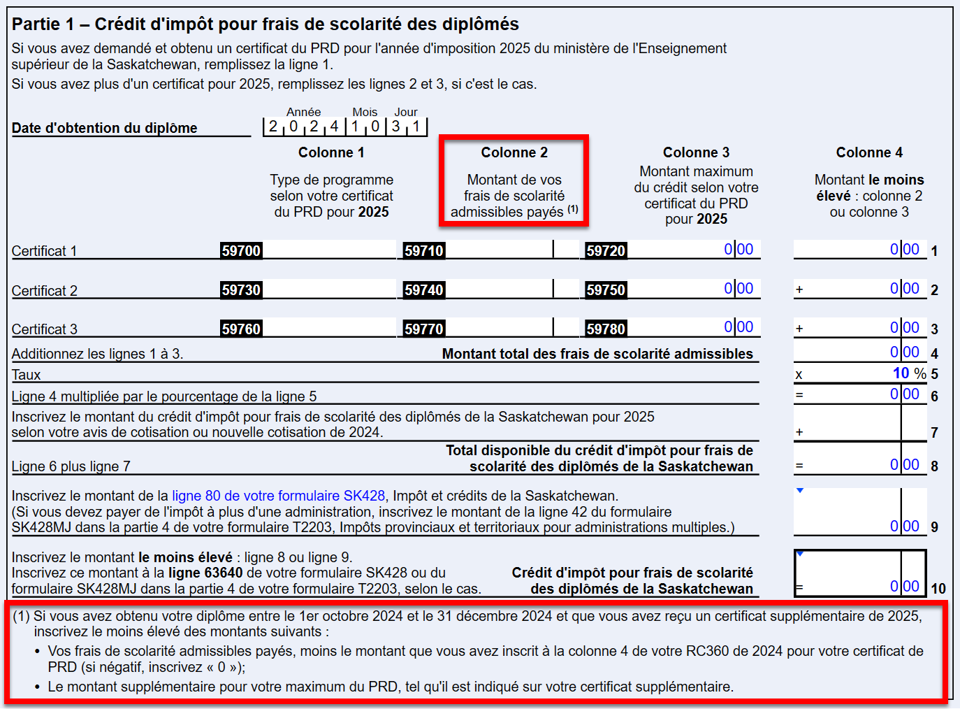 Capture d'écran : RC360 dans TaxCycle T1